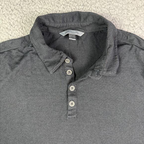John Varvatos Hampton Polo Shirt Mens M Black Silk Cotton Blend Soft Preppy - Picture 1 of 8